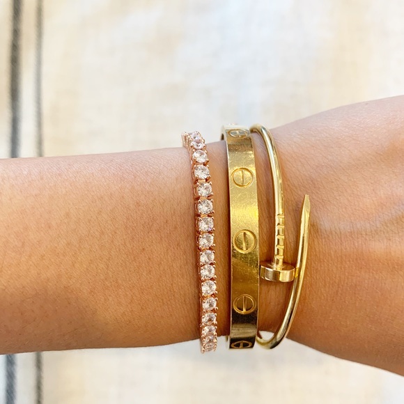 ✨14kt Rose gold plated tennis bracelet 6.5” NEW - Picture 3 of 8